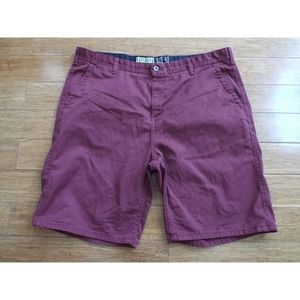 Free World Mens Shorts Maroon Purple Denim Relaxed Size 40
